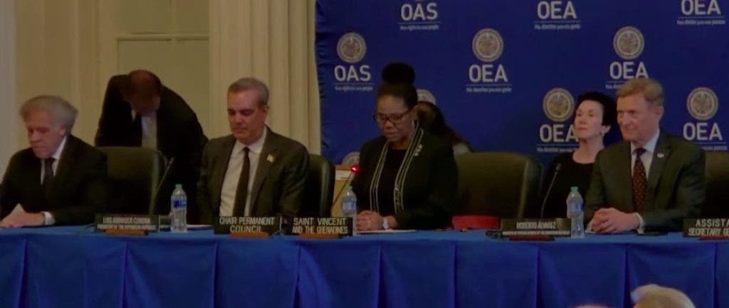 El presidente Luis Abinader durante su participación en la reunión de la OEA