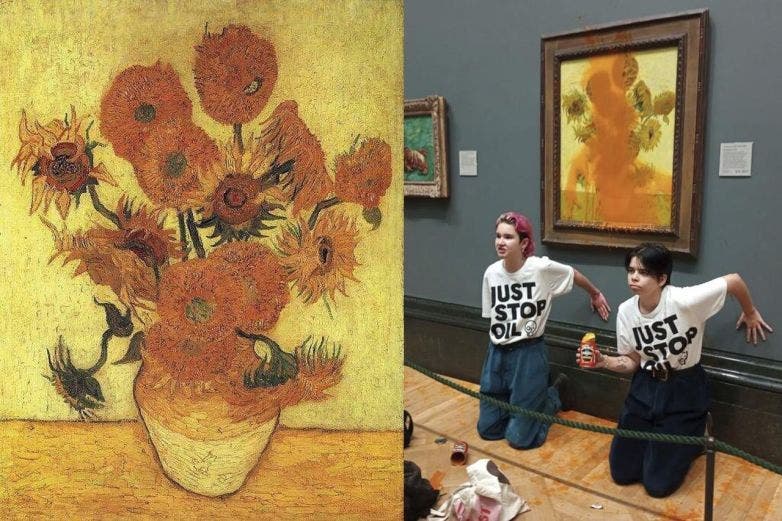 Comparecen activistas que lanzaron sopa a obra de van Gogh