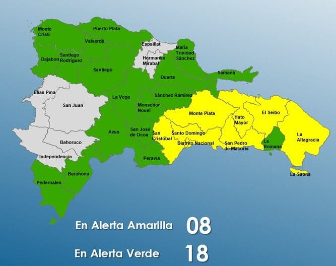 Distrito Nacional y otras 25 provincias en alerta por vaguada