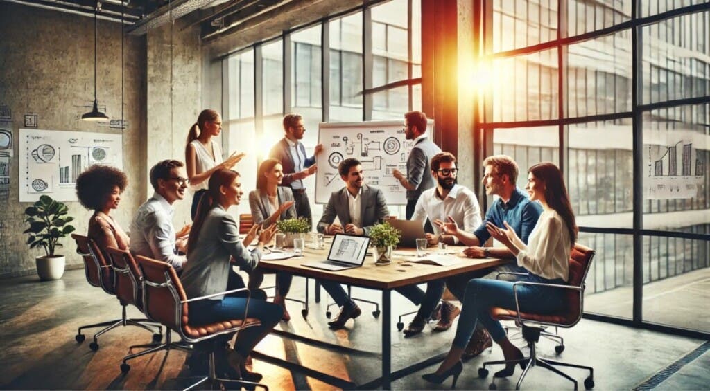 Imagen generada por IA de una reunión de trabajo en una empresa/El Nacional