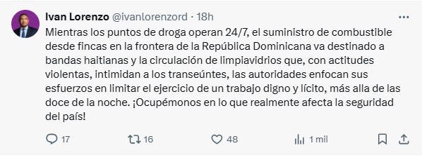 Yván Lorenzo critica enfoque de las autoridades sobre seguridad