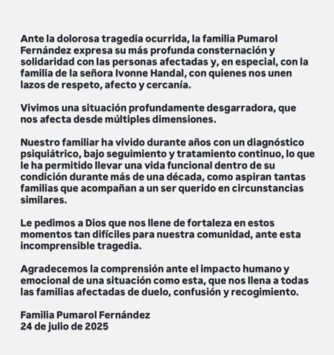 Familia Pumarol Fernández expresa consternación tras tragedia en Naco