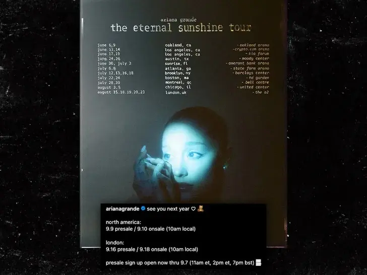 Ariana Grande regresa a los escenarios en 2026 con su gira 'The Eternal Sunshine'