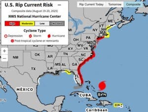 Trayecto de huracán Erin amenaza a Bahamas y Carolina del Norte