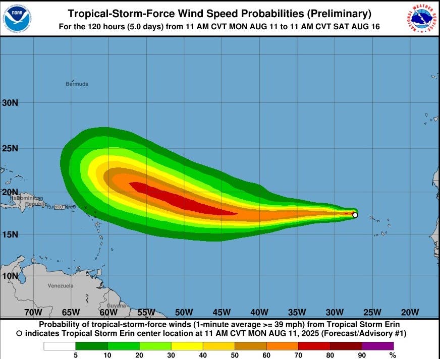 Erin se convierte en tormenta tropical: impacto en el Atlántico