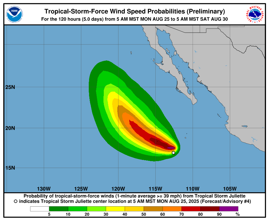 Se forma la tormenta tropical Juliette