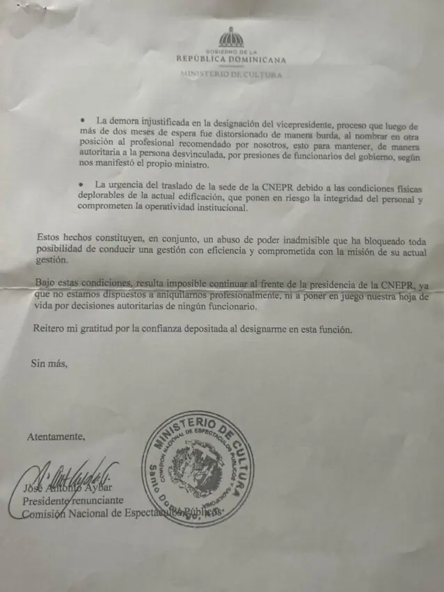 José Antonio Aybar dimite de la CNEPR por trabas del Ministerio de Cultura