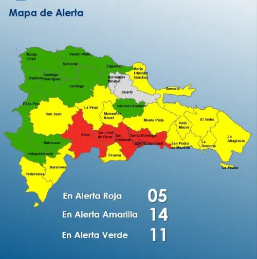 COE coloca en alerta a 30 provincias y el DN por vaguada y onda tropical con potencial ciclónico