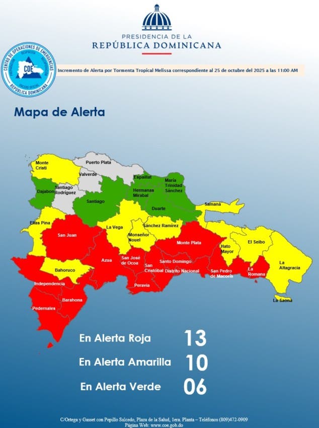COE alerta comunidades de San Juan por crecida de la presa Valdesia