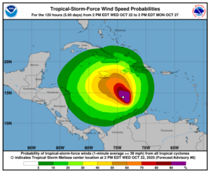 Melissa avanza lentamente: fuertes lluvias para República Dominicana y amenaza de huracán a Haití