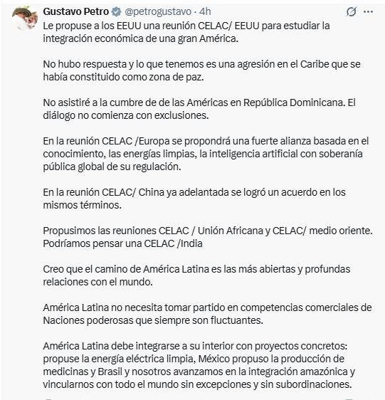 ¡Otro más! Gustavo Petro no asistirá a Cumbre de las Américas por exclusiones