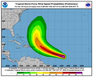 Jerry se forma como la décima tormenta tropical del Atlántico: ¿Se convertirá en huracán?