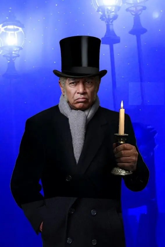 Exmin Carvajal en la piel del señor Scrooge