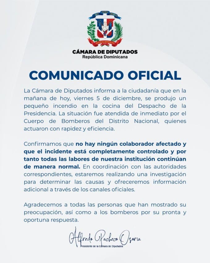 Se registra incendio en Cámara de Diputados