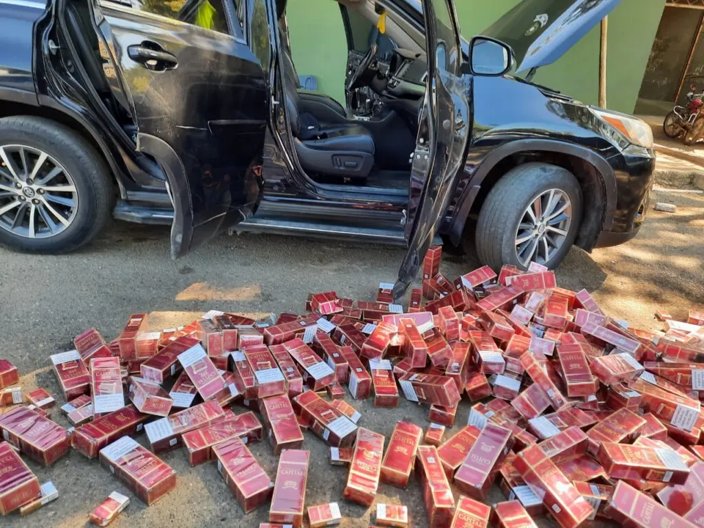Army seizes 59,600 illicit cigarettes hidden in a jeep in Mao Army seizes 59,600 illicit cigarettes hidden in a jeep in Mao