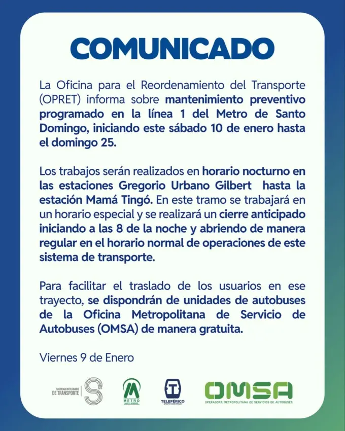 Para facilitar la movilidad de los usuarios afectados por el cierre anticipado, la institución informó que dispondrá de unidades de autobuses de la Operadora Metropolitana de Servicios de Autobuses (OMSA), las cuales operarán de manera gratuita en el trayecto intervenido.