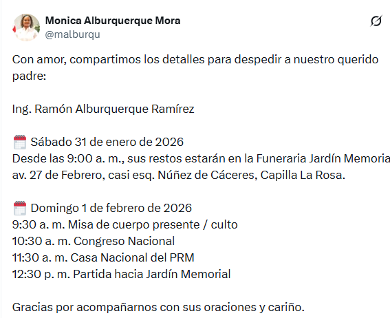 El comunicado de Mónica Alburquerque Mora