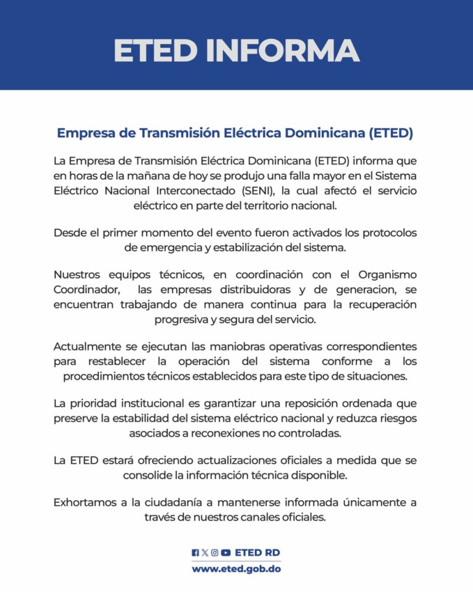 Apagón sacude varios puntos del país: ¿qué ocurrió?