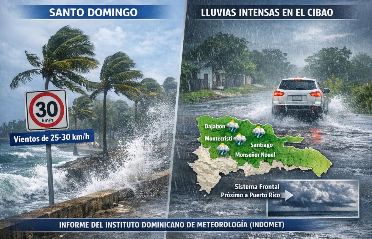 INDOMET alerta por vientos intensos y lluvias en gran parte del país