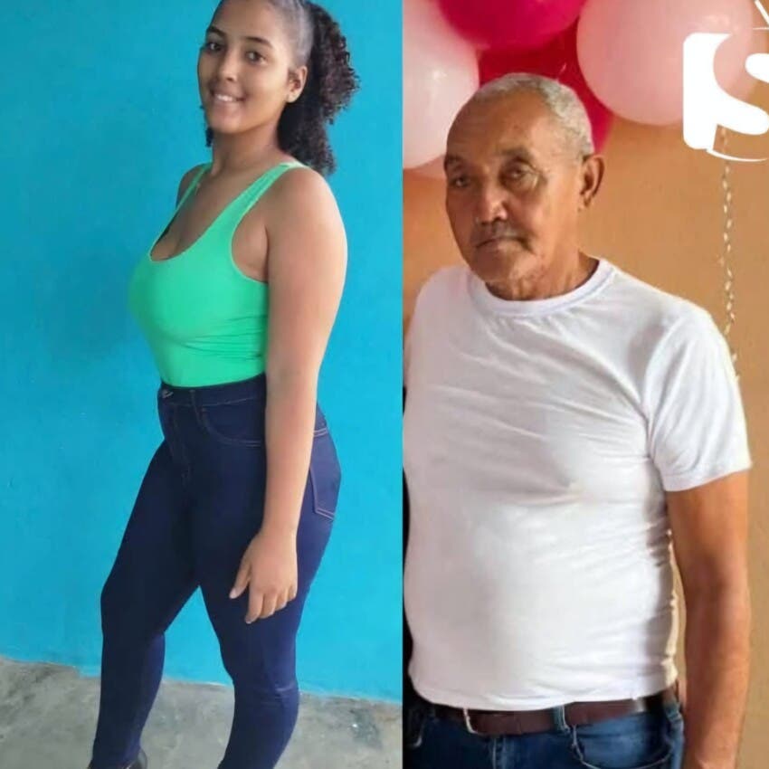El señor Domingo y su hija Yarianny Villar fallecido durante un vuelco en loma El Manaclar, en Baní.