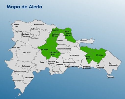 COE coloca 7 provincias en alerta verde por vaguada