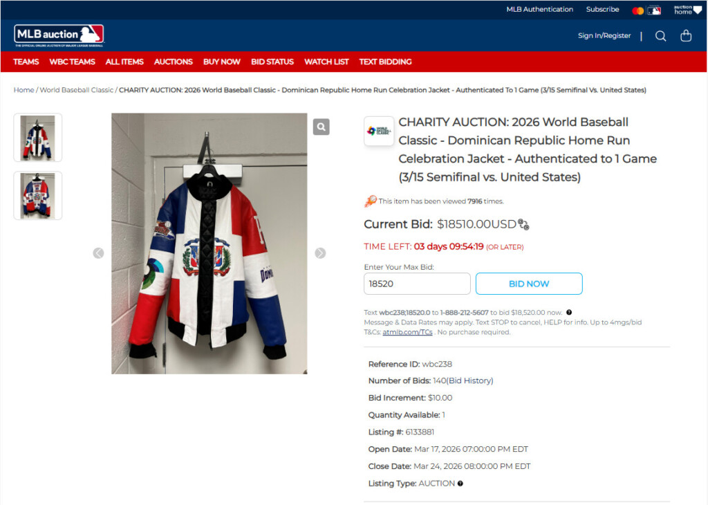 La prenda más deseada del Clásico Mundial: Subastan chaqueta tricolor vistieron estrellas de RD