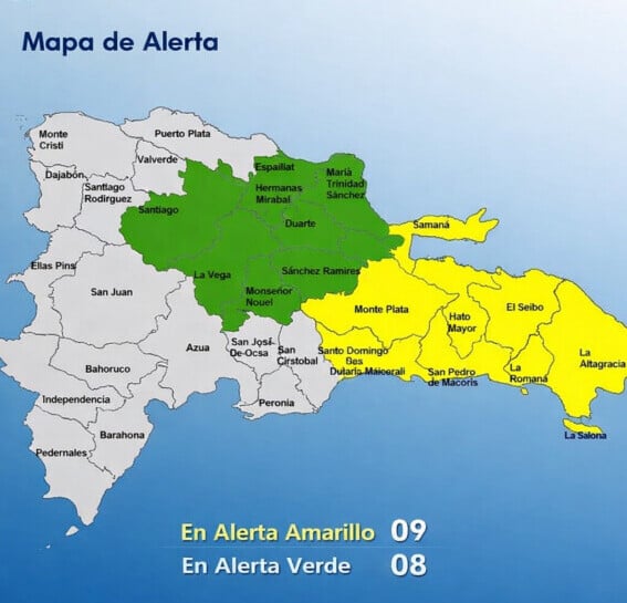 ¡RD en “modo lluvia”! COE eleva alertas a 17 provincias