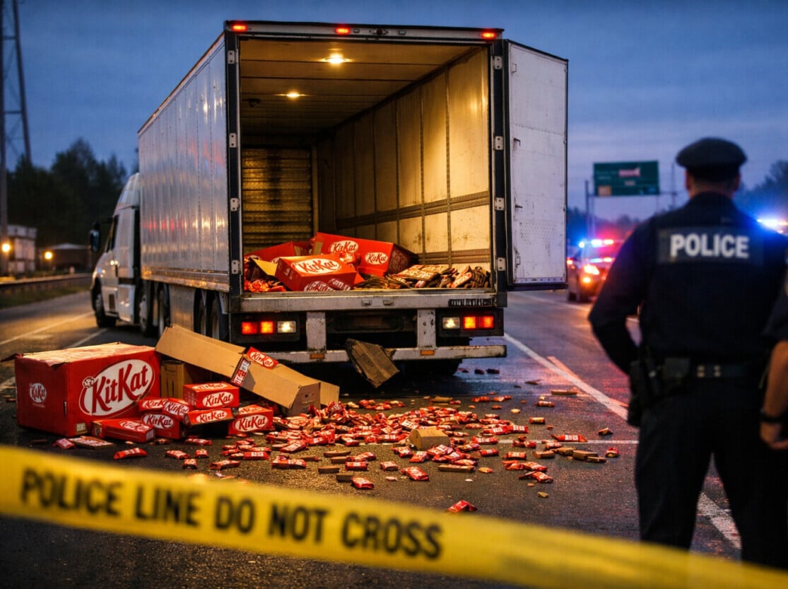 ¡Robo chocante! Asaltan camión con millones de chocolatinas KitKat