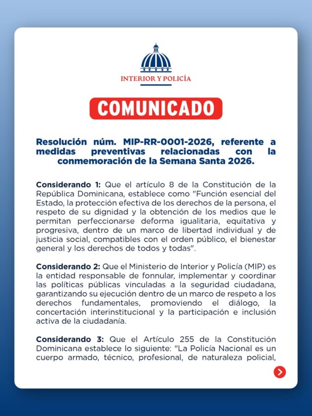 El comunicado emitido por la institución en acual se prohíben las fiestas durante l aSemna Santa en playas  del país