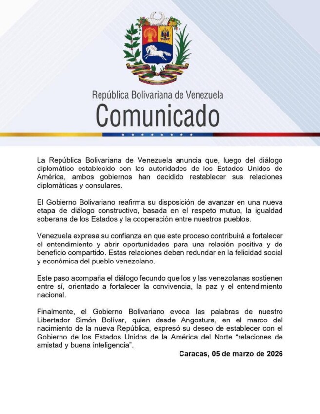 Comunicado del canciller de Venezuela, Yván Gil