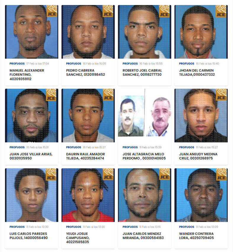 La Policía reporta estos 12 de 45 nuevos prófugos que figuran solo en febrero de este año.