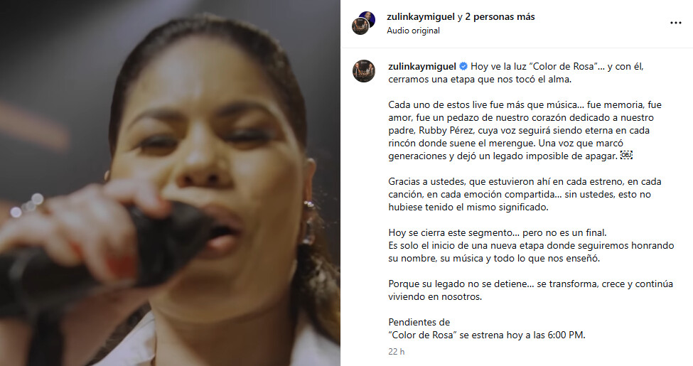 A casi un año de la tragedia, Zulinka Pérez cierra un ciclo con “Color de Rosa”