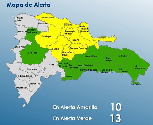 Mapa de alertas del COE