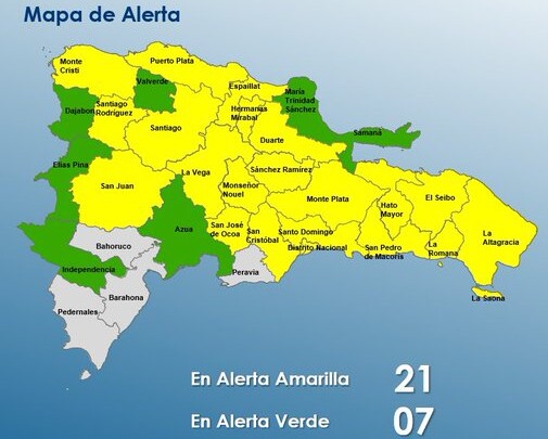 Mapa de alerta por fuertes lluvias provocadas por la vaguada.
