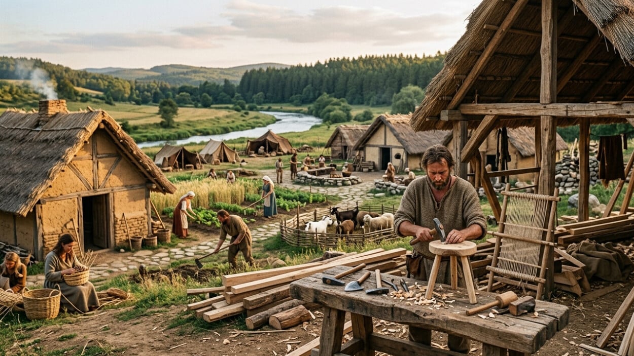 El cambio de la vida nómada a sedentaria que dio paso a las aldeas y oficios como la carpintería