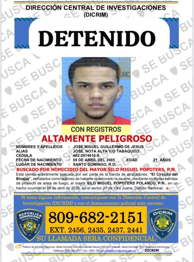 Se entregan dos miembros de banda por muerte de mayor policial en Villa Juana