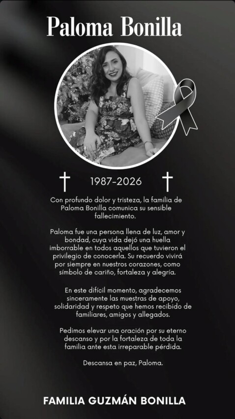 Restos de Paloma Bonilla serán velados este viernes