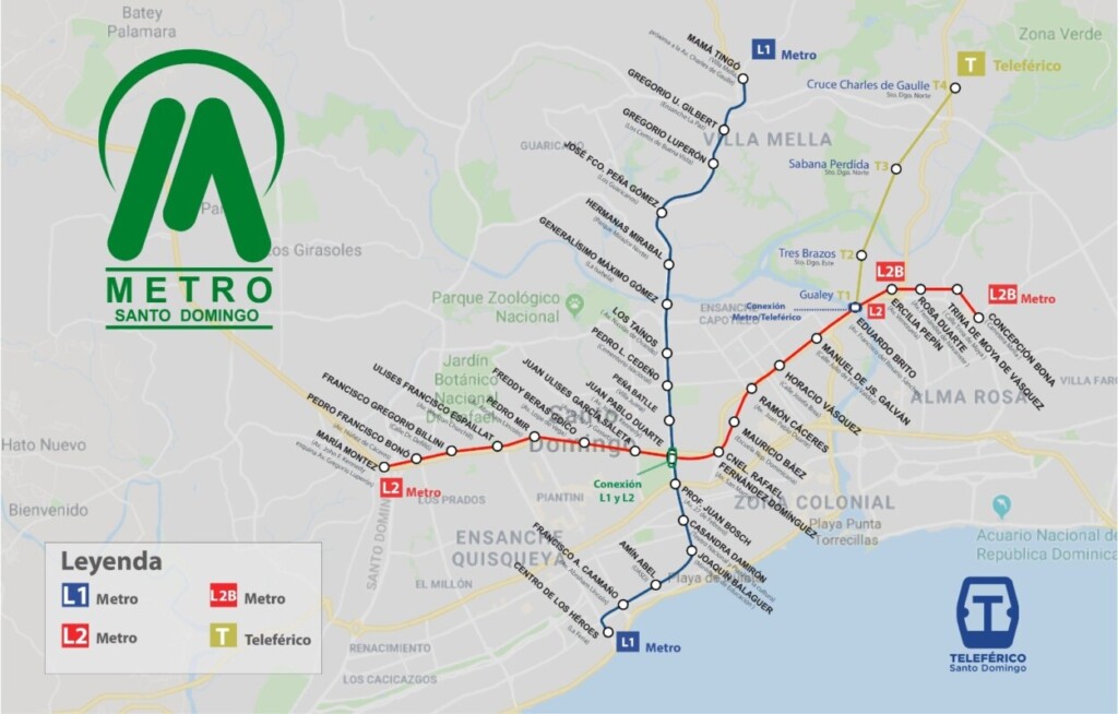 Mapa sobre las línea del Metro y Teleférico en operaciones