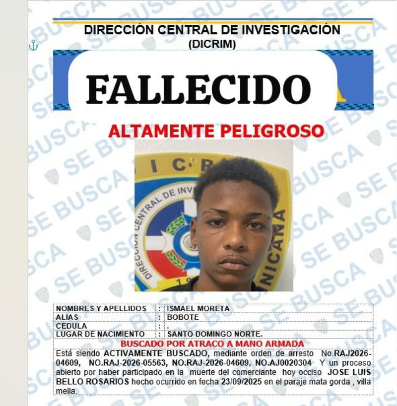Policía mata  a “Bobote”, uno de los más buscados en Villa Mella