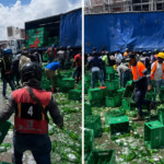 Patana cargada de cervezas se accidenta en la 27 de Febrero: ¿quiénes se llevan la mercancía?