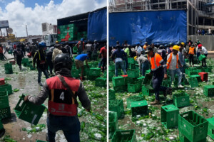 Patana cargada de cervezas se accidenta en la 27 de Febrero: ¿quiénes se llevan la mercancía?