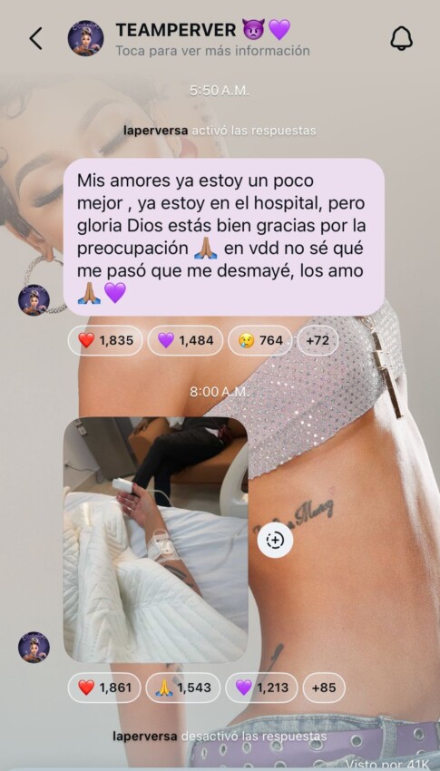 La Perversa es ingresada tras desmayo