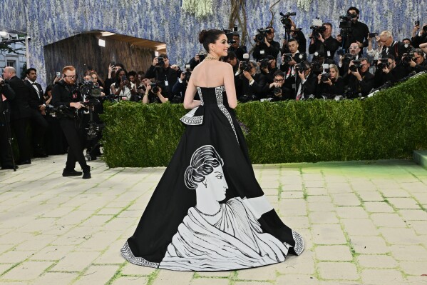 Anne Hathaway marcó su postura en el Met Gala con su vestido "palabra de honor".